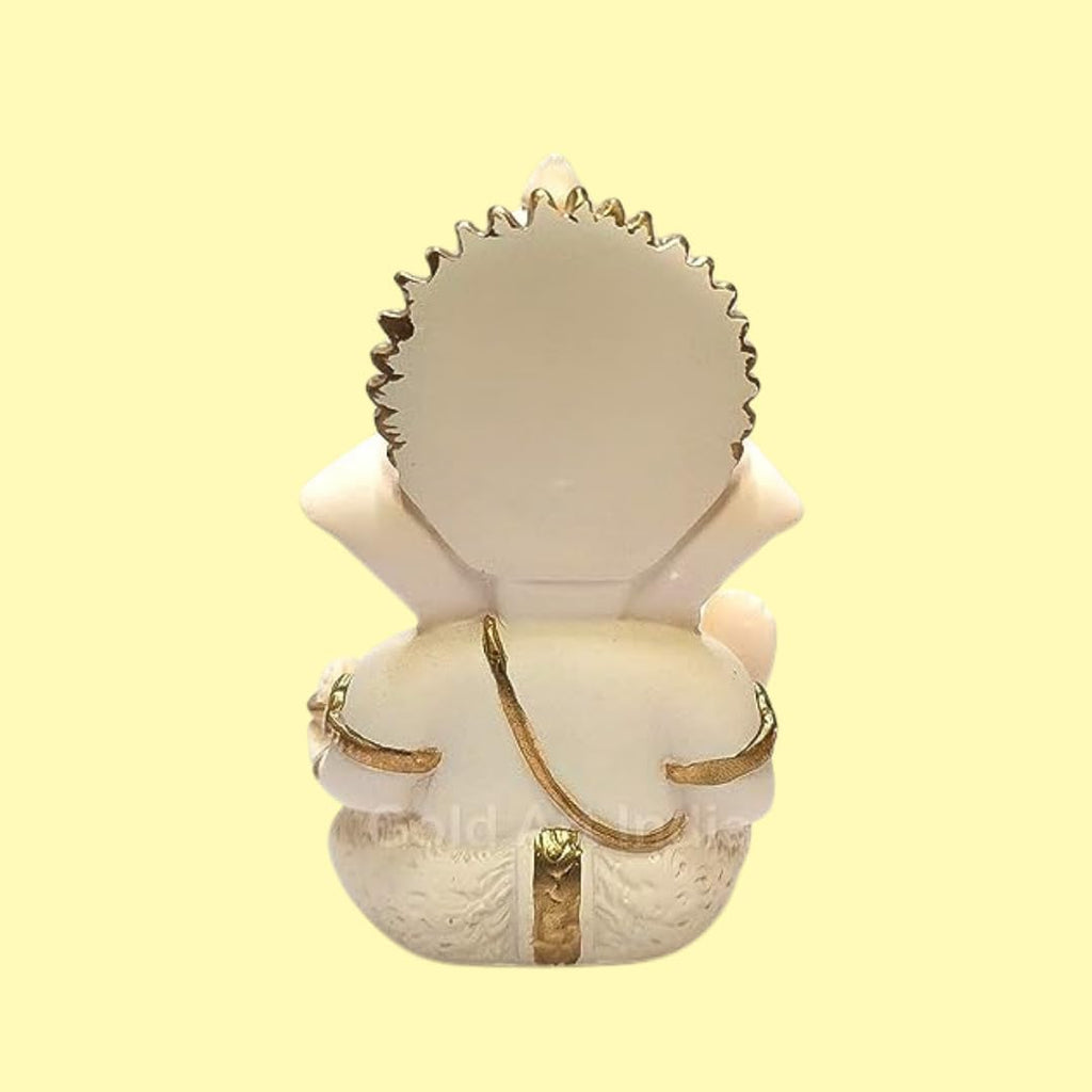 Gold Art India Peach Ivory Finish Ganesha Idol Car Dashboard IdolGanesha Murti Ganpati Idol for Home Decor Puja Lord Ganesh Statue Gift for Office Desk Puja Room Figurine 3.3" inches