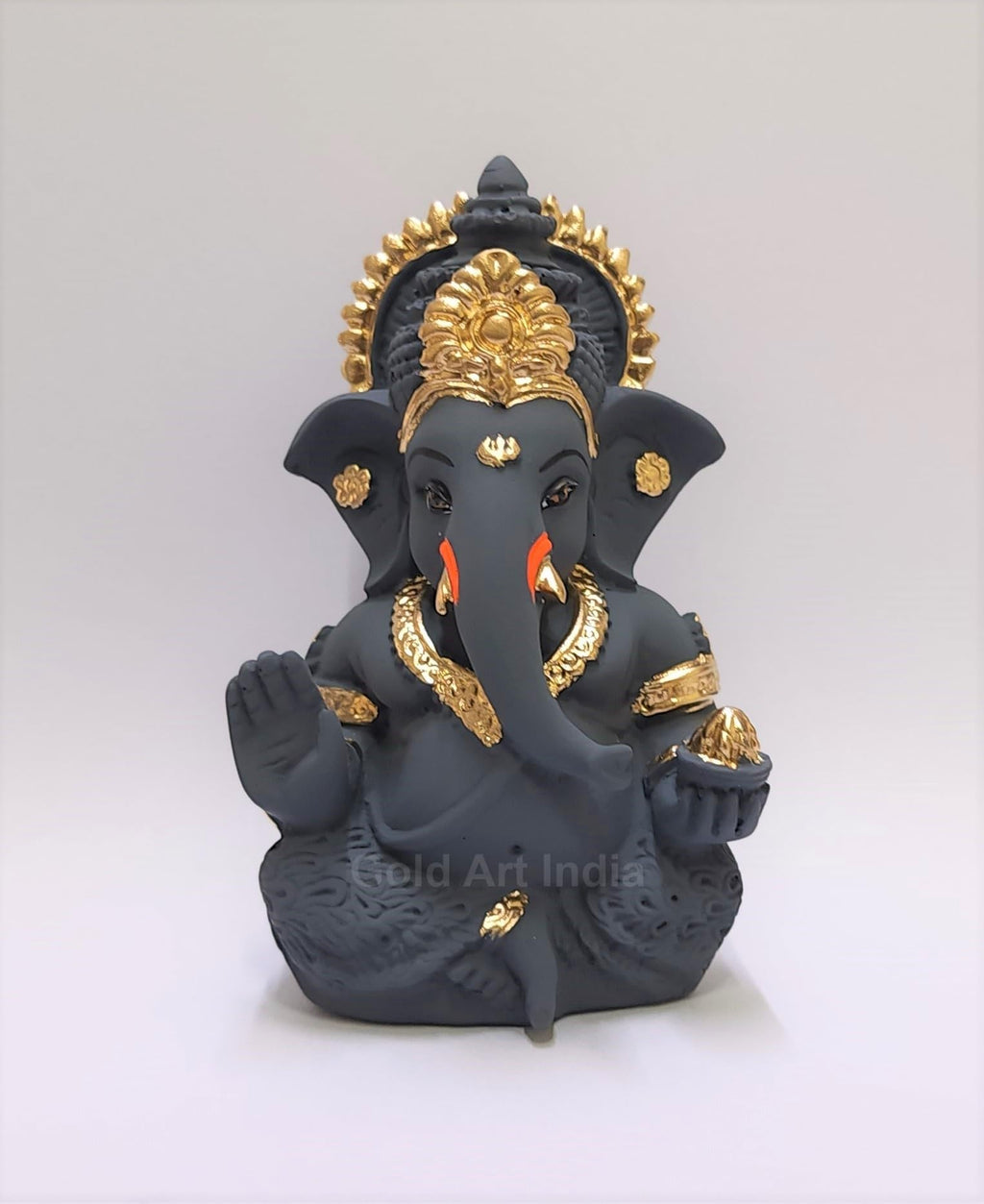 Gold Art India Peach Ivory Finish Ganesha Idol Car Dashboard IdolGanesha Murti Ganpati Idol for Home Decor Puja Lord Ganesh Statue Gift for Office Desk Puja Room Figurine 3.3" inches