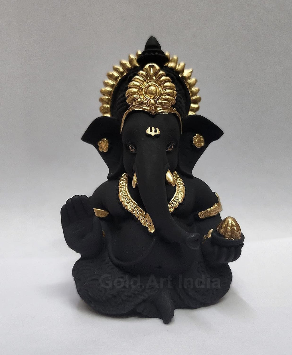 Gold Art India Peach Ivory Finish Ganesha Idol Car Dashboard IdolGanesha Murti Ganpati Idol for Home Decor Puja Lord Ganesh Statue Gift for Office Desk Puja Room Figurine 3.3" inches