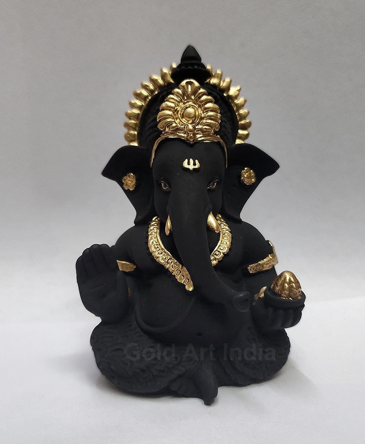 Gold Art India Peach Ivory Finish Ganesha Idol Car Dashboard IdolGanesha Murti Ganpati Idol for Home Decor Puja Lord Ganesh Statue Gift for Office Desk Puja Room Figurine 3.3" inches