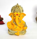 Gold Art India Peach Ivory Finish Ganesha Idol Car Dashboard IdolGanesha Murti Ganpati Idol for Home Decor Puja Lord Ganesh Statue Gift for Office Desk Puja Room Figurine 3.3" inches