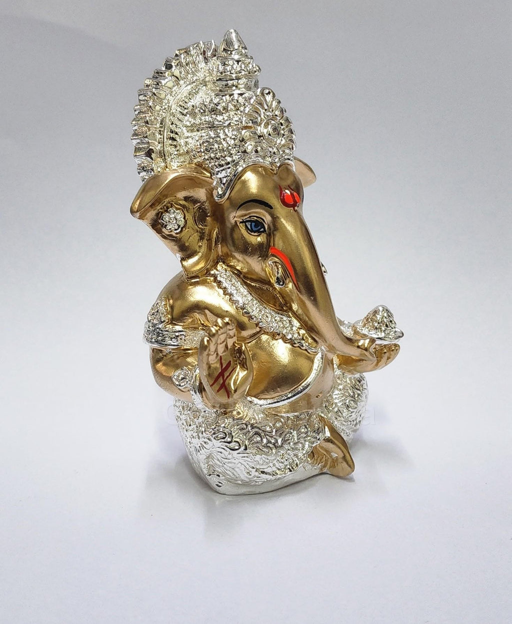 Gold Art India Peach Ivory Finish Ganesha Idol Car Dashboard IdolGanesha Murti Ganpati Idol for Home Decor Puja Lord Ganesh Statue Gift for Office Desk Puja Room Figurine 3.3" inches