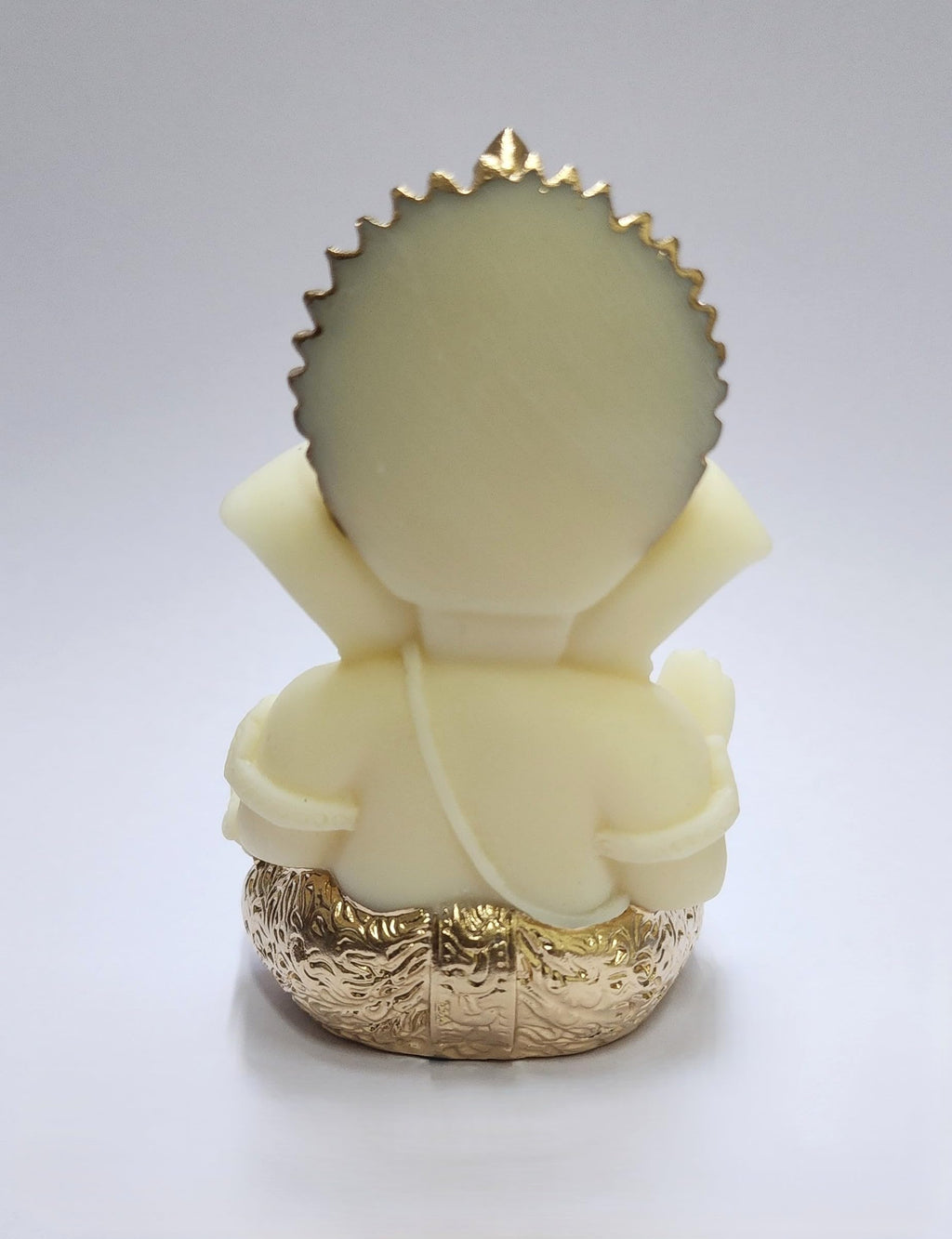 Gold Art India Peach Ivory Finish Ganesha Idol Car Dashboard IdolGanesha Murti Ganpati Idol for Home Decor Puja Lord Ganesh Statue Gift for Office Desk Puja Room Figurine 3.3" inches