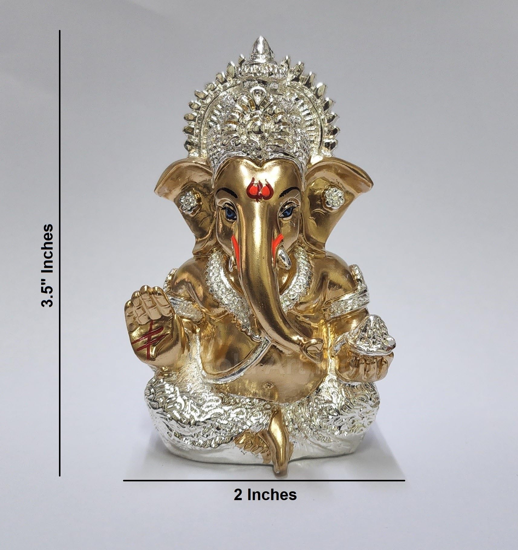 Gold Art India Peach Ivory Finish Ganesha Idol Car Dashboard IdolGanesha Murti Ganpati Idol for Home Decor Puja Lord Ganesh Statue Gift for Office Desk Puja Room Figurine 3.3" inches