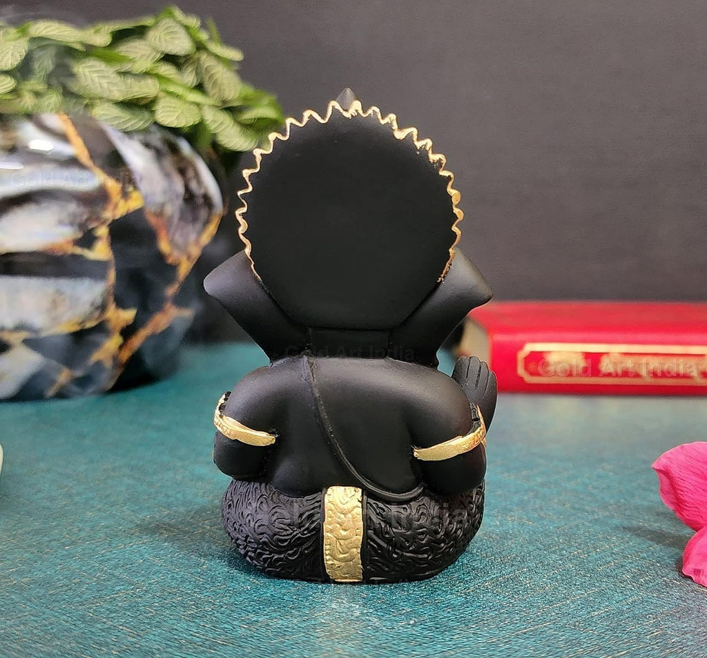 Gold Art India Peach Ivory Finish Ganesha Idol Car Dashboard IdolGanesha Murti Ganpati Idol for Home Decor Puja Lord Ganesh Statue Gift for Office Desk Puja Room Figurine 3.3" inches
