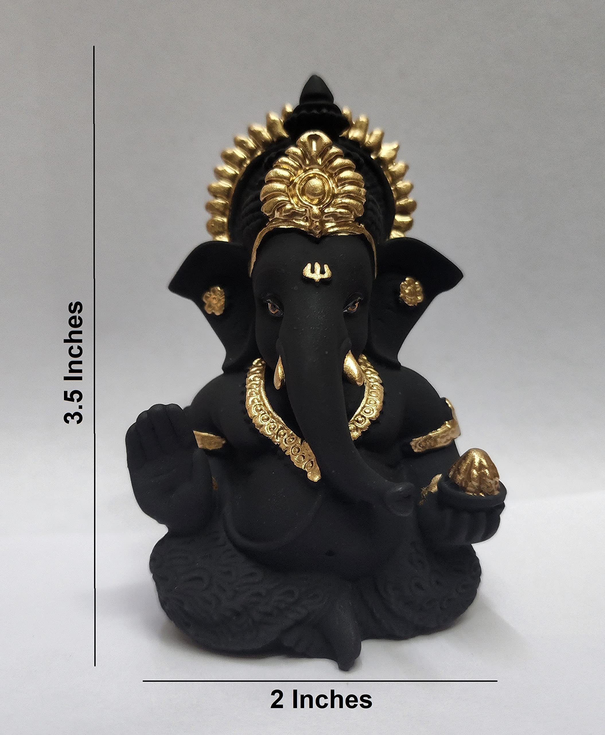 Gold Art India Peach Ivory Finish Ganesha Idol Car Dashboard IdolGanesha Murti Ganpati Idol for Home Decor Puja Lord Ganesh Statue Gift for Office Desk Puja Room Figurine 3.3" inches